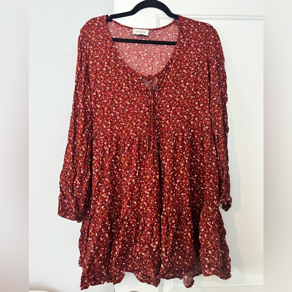 Aura Rust Floral Mini Dress